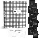 Plaid Recipe Organizer with 50 Recipe Cards 4x6 and 12 Full Page Dividers, Recipe Book Binder, Recipe Binder Kit, Cookbook Binder, Recipe Organizer Binder, Recipe Books Holder