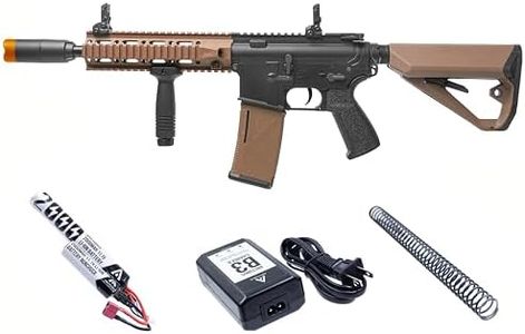 Arcturus Tactical LWT MK-II CQB 10" Polymer- Electric Full/Semi-Auto Airsoft AEG Sport Starter Pack Black-Tan with Battery and Charger
