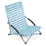 Unibos Folding Beach Chair with Padded Armrest, Outdoor Low Beach Chair Lightweight, Portable, Folding Outdoor Seat For Camping Beach Festivals Garden Caravan Trips Fishing BBQ With Carry Bag