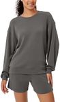 ODODOS Modal Soft Oversized Sweatshirts for Women Crew Neck Long Sleeve Relaxed Pullover Tops, Charcoal, X-Large