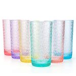 22-Ounce Honeycomb Highball Glasses Plastic Tumbler Acrylic Glasses, Set of 6 Multicolor