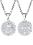 U7 Stainless Steel Saint Benedict Medal Pendant Chain Necklace For Men Women Catholic Christmas Gifts