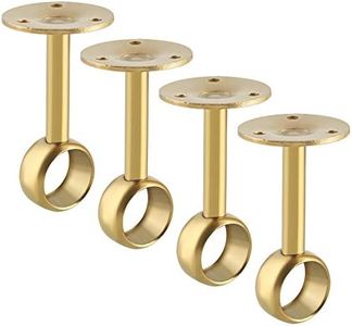 Alise Curtain Rod Holder Bracket 1''Dia,Closet Rod Holders Wall Mounted Ceiling Mount Curtain Rod Flange Brackets,Curved Shower Curtain Rod for Bathroom,Stainless Steel Gold Finish,Pack of 4