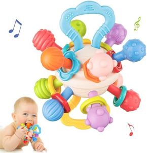 Baby Montessori Sensory Toys for 0-6 6-12 Months, Food Grade Teething Toys for Babies 0 3 6 9 12 18 Months, Newborn Infant Learning Developmental Toys Gifts for 1 2 Year Old Boys Girls