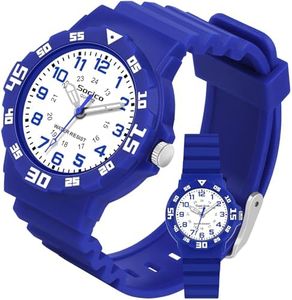 SOCICO Children Analog Watch Waterproof Time Teaching Boys Girls Watch Soft Band Learning Time Wristwatch for Kids (Blue)