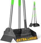 TOOGE Larger Pooper Scooper, Dog Pooper Scooper for Large Medium Small Dogs Heavy Duty Long Handle Metal Tray Rake Shovel Set for Yard Grass