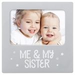 Tiny Ideas Me & My Sister Sentiment Keepsake Frame, Gift For Siblings, Baby Frames, Gray