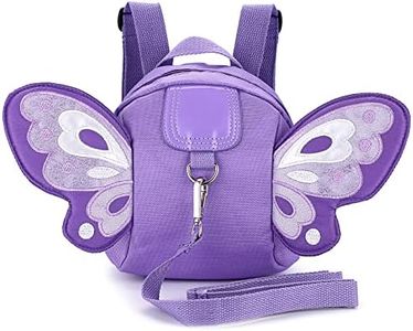 BTSKY Butterfly Baby Walking Safety Harness Reins Toddler Child Strap Backpack, Kids safety Belt Toddler Anti-Lost Rope Backpack Child Safety Harness Assistant with Leash, Oxford Purple