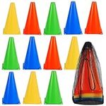 Bramble 12-Pack 9" Versatile Sports Training Cones - Durable, Multi-Colour for Soccer, Rugby, Dog Training & More
