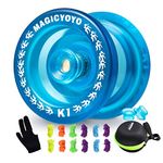 MAGICYOYO K1 Yoyo Responsive Ball Bearing Yoyo for Beginner Kids, Plastic ABS Yoyo with Yoyo Glove+Yoyo Bag+12 Replacement Yoyo Strings (Crystal Blue)