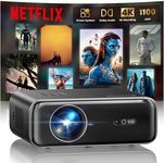 【Netflix Officially/Dolby Audio】Projector, 1100ANSI Smart Full HD 1080P Portable 4K Projector,HDR10 Auto Focus/Keystone WiFi6 Bluetooth 50% Zoom Home Cinema Projectors for Bedroom, Outdoor, Kid Gifts