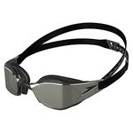 Speedo Unisex Fastskin Hyper Elite Swimming Goggles Competitive Goggles Performance Goggles Training Goggles Hydrodynamic, Black/Oxid Grey/Chrome, One Size