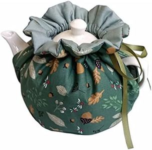 Cotton Tea Cozy, Vintage Decorative Dust Proof Teapot Cover with Insulation Pad to Keep Tea Warm, Kitchen Home Decor for Mom, Wife, Friends (Green)