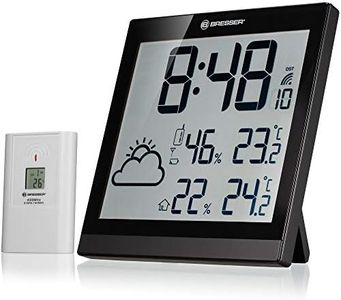 Bresser Weather Station Wall Clock TemeoTrend JC 22x22cm with outdoor sensor, black