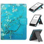 HoYiXi Universal Case Compatible with 6”-6.8” Kobo/PocketBook/Tolino/Sony E-Book eReader Kindle Paperwhite/Kobo Clara HD/Kobo Clara 2E Leather Stand Cover for 6-6.8'' E-Book eReader,flower