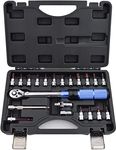 Gunpla 1/4" Drive Torque Wrench Set 21-Pieces Click Dual-Direction Adjustable with Extension Bar Maintenance Kit, Hex Torx Phillips Bits Sockets, 2-24NM Bicycle Repair Sets, 72 Tooth Ratchet Tool