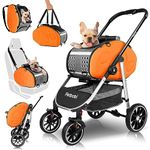 Petbobi 5-in-1 Dog Stroller with Detachable Carrier | Pet Stroller, Carrier, Backpack, Handbag, and Car Seat | For Puupy and Cats Up to 20 lbs | Aluminum Frame, Large Wheels, Easy Assembly and Folding