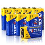 9V Batteries 6F22/PP3 High Performance Battery for Smoke Detectors,Remote Control Car,Pack of 8,PKCELL