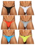 Arjen Kroos Men's Thong G-String Underwear Sexy Low Rise T-Back Bikini 6Pack,AK2111-6wL-CA-1,Large