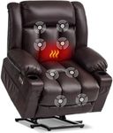 Tami Tami Dual Motor Lay Flat Power Lift Chair Recliner for Elderly Big and Tall with Massage and Heat, Electric Lift Recliner with USB A&C, Cup Holders (T6010 - Faux Leather, Dark Brown, Oversized)