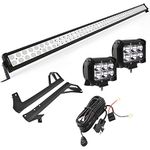 YITAMOTOR 52" inch 300W Combo+ 2X 18W Spot LED Light Bar + Mounting Brackets+Wiring for JEEP JK Wrangler
