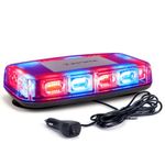 Xprite 12" Red Blue 72LED Rooftop Mini Strobe Light Bar Magnetic Mount Emergency Police Warning Caution Flashing Beacon Lights for Construction Vehicles Snow Plow Trucks Cars