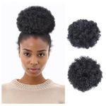 Afro Puff Drawstring Ponytail Extension Short Synthetic Afro Kinky Curly Puff Ponytail for Natural Hair Clip On Kinky Drawstring Curly Ponytail Bun Hairpieces (Large,1B#)
