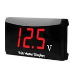 Car Digital Voltmeter Gauge DC 12V, Waterproof LED Digital Display Voltmeter for Car Motorcycle, Power Energy LED Volt Meter for Car Battery Voltage Monitor (Red)