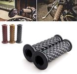 Motorcycle Vintage Non Slip Handlebar Grips 7/8" 22mm 1" 24mm Rubber Handle Grips, Open End (Black)