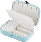 Chelory Jewellery Box Small Travel Jewellery Organiser Case for Rings Earrings Necklace Bracelets, Premium Faux Leather Jewelry Storage Holder Gift Box Girls Women, Light Blue