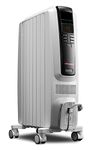 De'Longhi Oil-Filled Radiator Space Heater, Quiet 1500W, Adjustable Thermostat, 3 Heat Settings, Timer, Energy Saving, Safety Features, White, Dragon TRD40615ECA