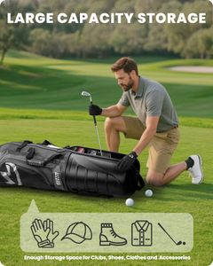 OutdoorMaster Golf Travel Bag with Wheels – Hard Case Top, Lightweight, Black
