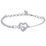 THE MARKETVILLA Pure 925 Silver Bracelet for Women - Heart Infinity Bracelet for Girls, Adjustable Bracelets for Women Stylish, Silver Bracelet for Girls