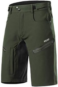 ARSUXEO Mens Bike Shorts,Cycling Shorts,Mountain Bike Shorts Loose Fit with Moisture-Wicking Waistband, Army Green, Medium