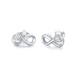 HIGHSPARK 925 Silver Infinity Heart Earrings For Women | 92.5 Sterling Silver & Stunning Shine| Lovely Gift - Silver Infinity Heart