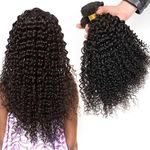 Kinky Curly Human Hair Bundles Short Brazilian Virgin Hair Bundles Curly Weave Bundles Human Hair Natural Black Color Can be Dyed 3 Bundles Total 300g 10 12 14 Inch