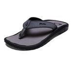 OluKai Ohana Men's Beach Sandals, Quick-Dry Flip-Flop Slides, Water Resistant, Wet Grip Soles & Compression Molded Footbed, Stone/Stone, 11