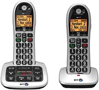 BT 4600 Cordless Landline House Phone, Big Buttons, Advanced Nuisance Call Blocker, Call Block Hot Key, Answer Machine, Twin Handset Pack