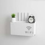 Wall Mounted Wireless WiFi Router Shelf Storage Box, ABS Plastic Cable Storage Box, Hanging Power Decor Stripe Bracket Box for Home Room Power WiFi Router Art Shelf Decor