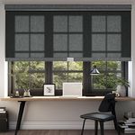 Boolegon Light Filtering Roller Shades for Windows,Cordless,Linen Fabric,Roller Blinds,Thermal Insulated Fabric UV Protection,for Home,Door,Bedroom,Office,Light Filtering-Grey,Custom Size