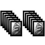 Americanflat 7x5 Photo Frames - Set of 12 - Gallery Wall Picture Frame Set in Black - Engineered Wood with Polished Plexiglass - Horizontal and Vertical Formats for Wall and Tabletop