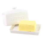 Traditional Butter Dish White Ceramic Classic 2 Piece Design