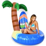 Floatey, Unique Inflatable Pool Floats for Adult - Xtra Large | Funny Island Pool Floaties for Adults | Tiki Coconut Palm Tree Pool Float | Big Tropical Pool Floats for Hawaiian Luau Pool Party, Blue