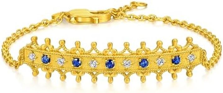CHOW SANG SANG 999.9 24K Pure Gold Crown Sapphire Diamond Bracelet for Women 18cm 96362B