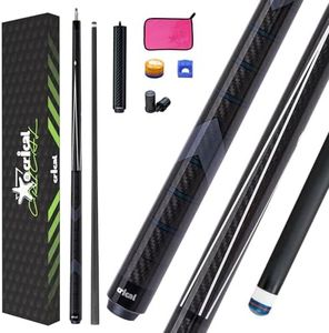 CRICAL Carbon Fiber Pool Cue Stick 58" Billiard Cue Sticks Professional Low Deflection Pool Sticks with 3/8 * 8 Pin Joint and 12.5mm Tip