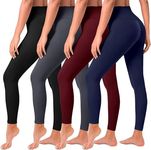 Hi Clasmix 4 Pack Leggings for Women-High Waist Tummy Control Yoga Pants Non See-Through Workout Running Tights(4 Pack Black Navy Grey Wine,S-M)