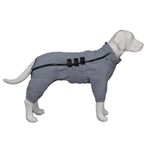 Warm Dog Coat Double Layers Dog Vest, 4 Legs Covered Windproof Waterproof Reflective Warm Dog Vest Outdoor Skating Dog Costume for Small Medium Large Dogs Gray XL