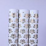 Arrow Paper Products® White & Gold Lotus Design Gift Wrapping Paper Sheet, Gift Wrap Roll, Gift Cover Paper, Premium Design Gift Wrapper Packing Material For Birthday Parties Return Gift (Pack of 10)