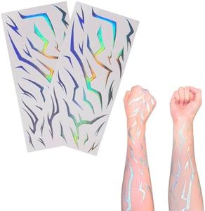 Vagilelf 100 Pieces K-Style Demon Mark Tattoos for Face & Body, 4 Sheets Dark Concept Makeup Stickers, Mystic Hunter Symbols for Anime Cosplay, K-Pop Stage Look, Festival & Party Accessories