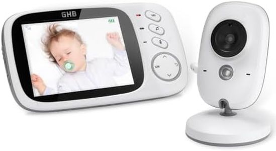 GHB Babyphone Caméra 3.2 inches Caméra Bébé Babyphone Vidéo LCD Couleur Bébé Surveillance 2.4 GHz Communication Bidirectionnelle Vision Nocturne